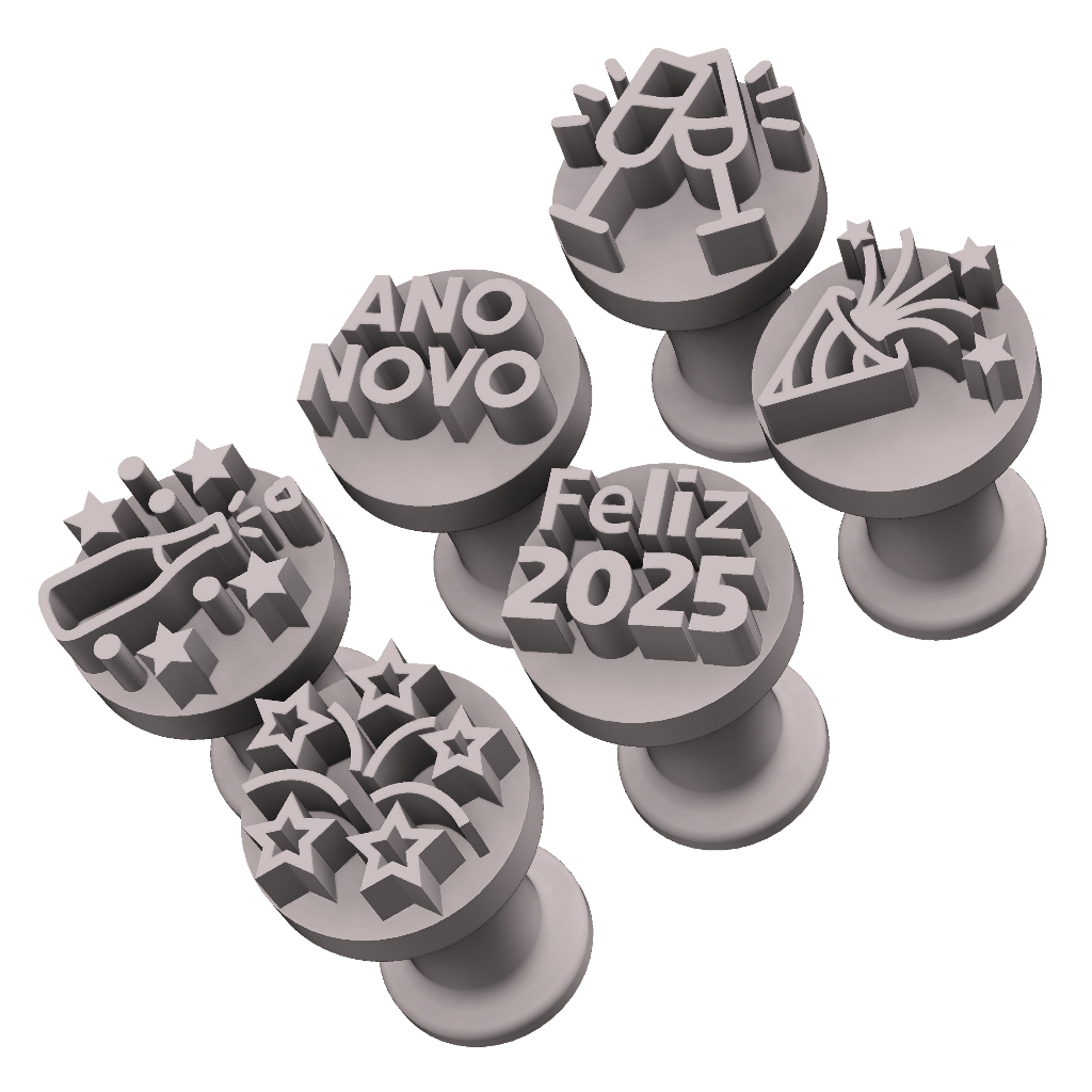Kit Carimbos Brigadeiros Docinhos Molde Festa Confeitaria - ANO NOVO - REVEILLON - 6pçs