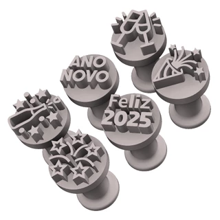 Kit Carimbos Brigadeiros Docinhos Molde Festa Confeitaria - ANO NOVO - REVEILLON - 6pçs