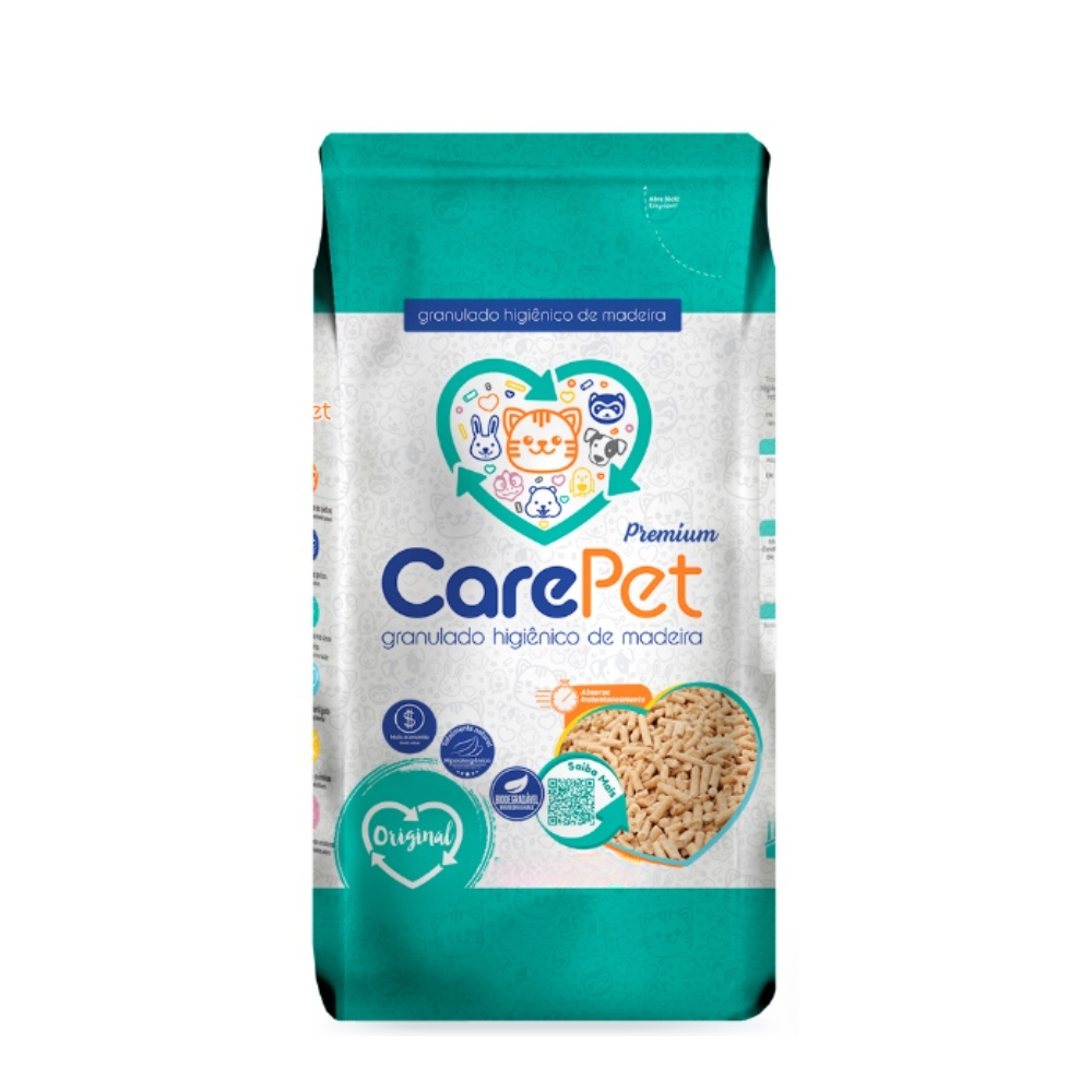Granulado Higiênico de Madeira Care Pet Original Gatos 2,5Kg