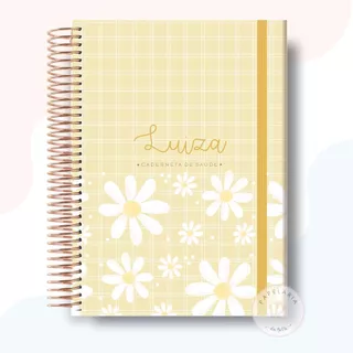 Caderneta de vacinação menina personalizada com nome - capa dura - margaridas - atualizada completa