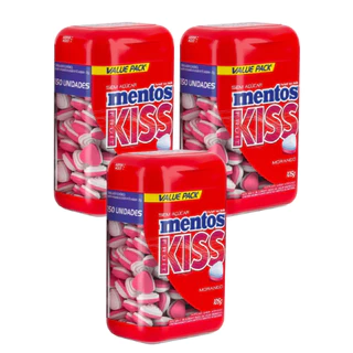 Kit 3 unidades Mentos Pastilha Sem Açúcar Mentos Kiss Morango | 105g - 150 unidades