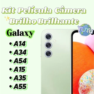 Kit 3 Peças Películas Lente Câmera Brilho brilhante Para Samsung A14/A34/A54/A15/A35/A55