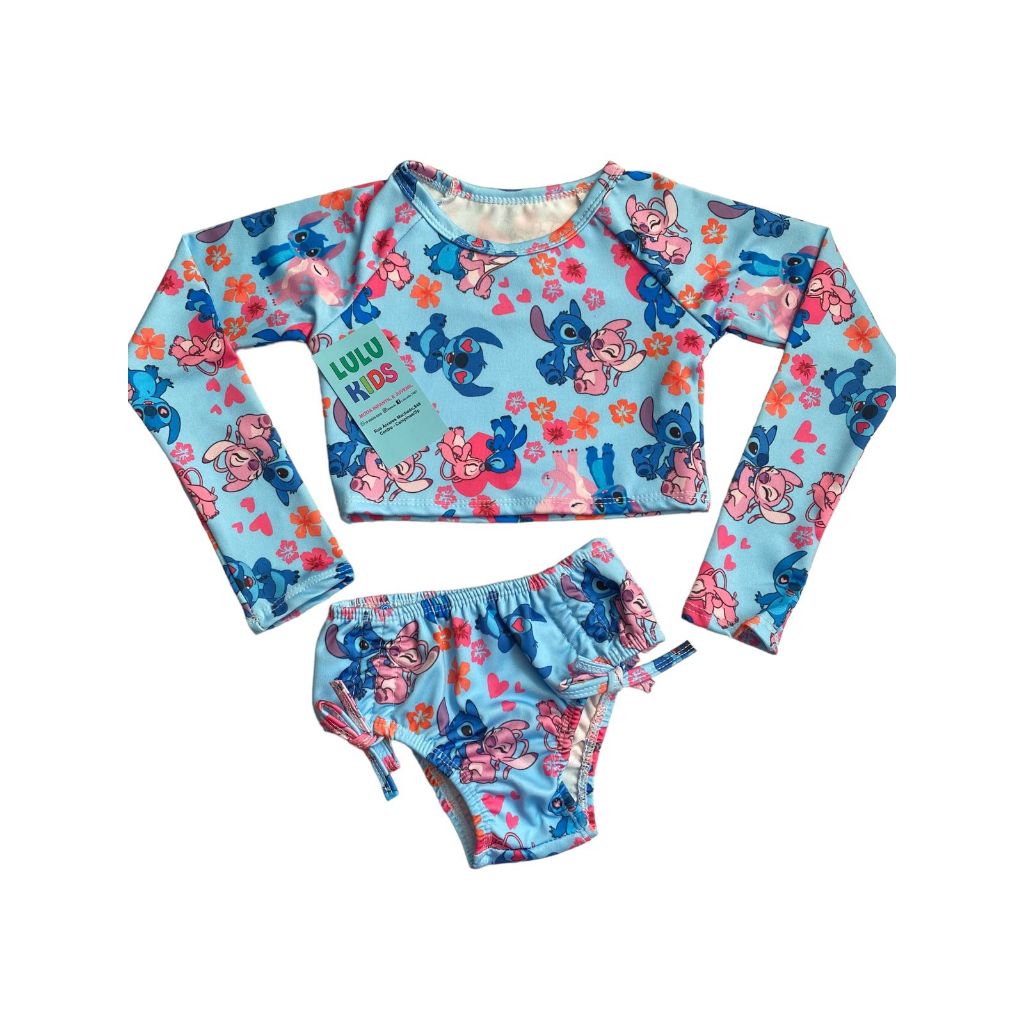 Biquini Cropped Manga Longa proteção solar UV/ Conjunto cropped com ...