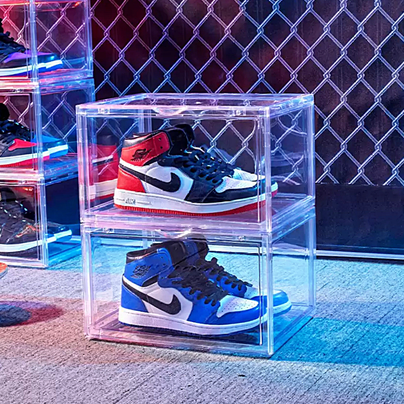 Caixa Organizadora Sapato Tênis Sneaker Box Acrílico Empilhável Transparente Abertura Frontal