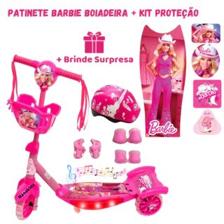 Patinete Barbie Boiadeira Rosa Menina + Surpresa + Envio para Todo Brasil sem Taxação