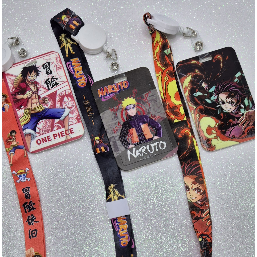Porta crachá, cartão de alta qualidade com cordão - Naturo, One Piece, Demon Slayer ou Dragon Ball