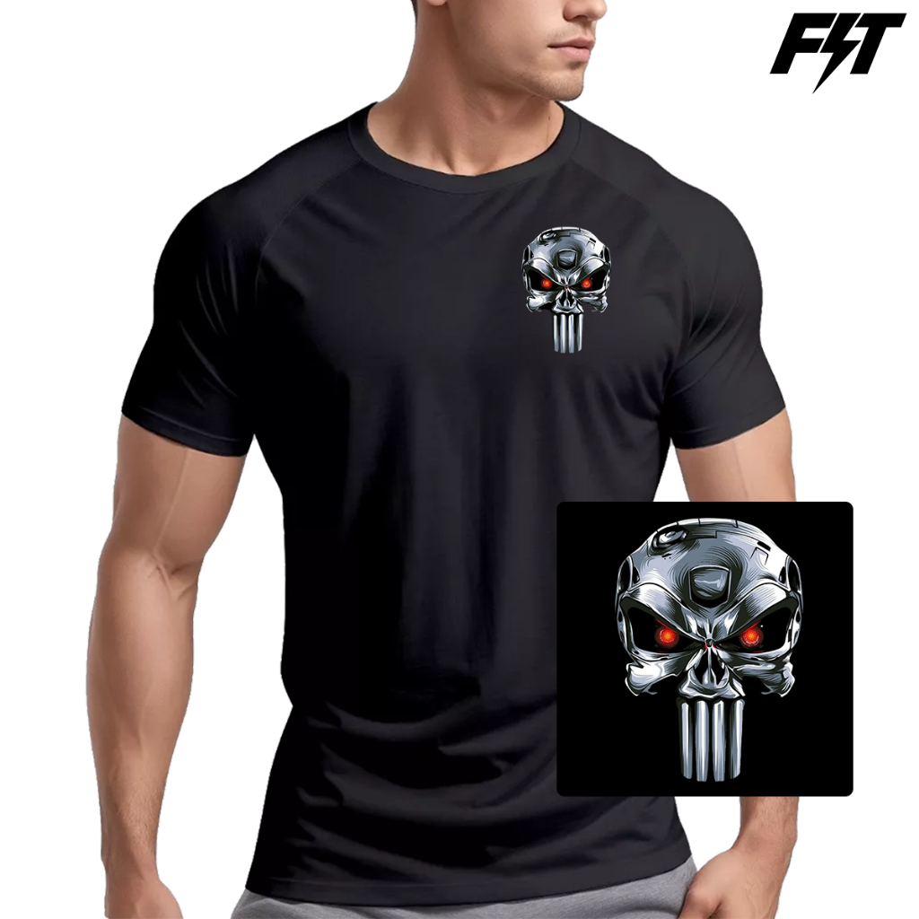Camiseta Dry Fit Masculina Caveira Justiceiro Exterminador p