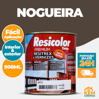 Verniz Proteção para Madeira Brilhante Tingidor Resitrex Cor Nogueira 900ml Resicolor