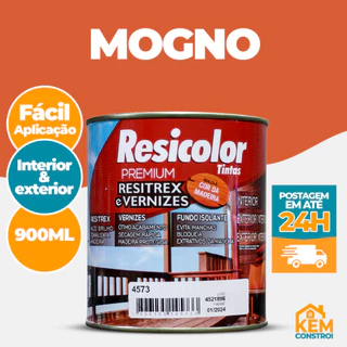 Verniz Proteção para Madeira Brilhante Tingidor Resitrex cor Mogno 900ml Resicolor