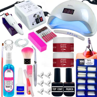 Kit Alongamento Unha Gel Fibra Manicure Completo Lixadeira Mercedes 20.000RPM Profissional