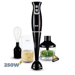 Mixer Bak 3 em 1 Black in White 250W de Potência 110V Processador Portátil Misturador Líquidos Batedor Leite Café Ov