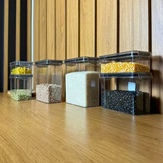 Conjunto de Potes Herméticos para Mantimentos - Organizador de Alimentos Kit com 6 Peças para Cozinha