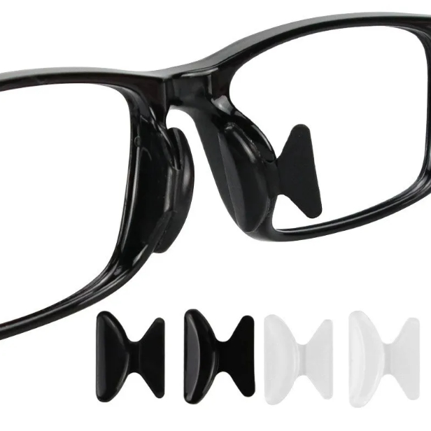 02 Pares Plaqueta Adesiva Silicone Nariz Óculos TRANSPARENTE OU PRETO