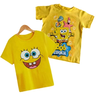 Bob Esponja Camiseta Infantil Manga longa e curta 100% Algodão