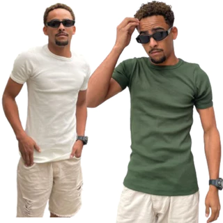 Kit 2 Camisas Justa Americana Canelada Rapper Trapper Gringa Apertada