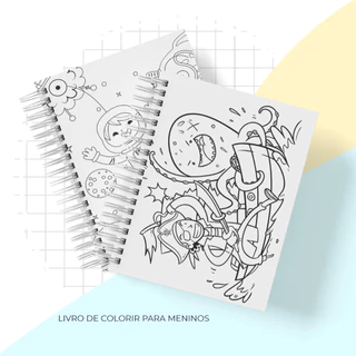 Caderno  de colorir personalizado para meninos com 100 folhas em Oferta na Shopee