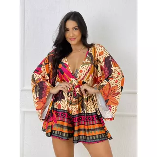 Macaquinho Feminino Curto Festas Noite Moda Blogueira Tendencia Inverno 2024