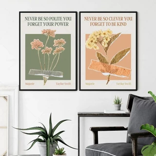 Quadro decorativo Taylor Swift Música Lyric Cotações Flower Poster 40x60