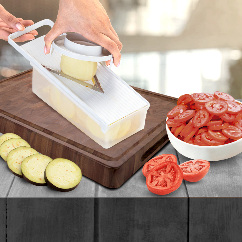 Fatiador De Tomate Com Regulagem De Espessura Cebola Legumes Salame Fati Tudo