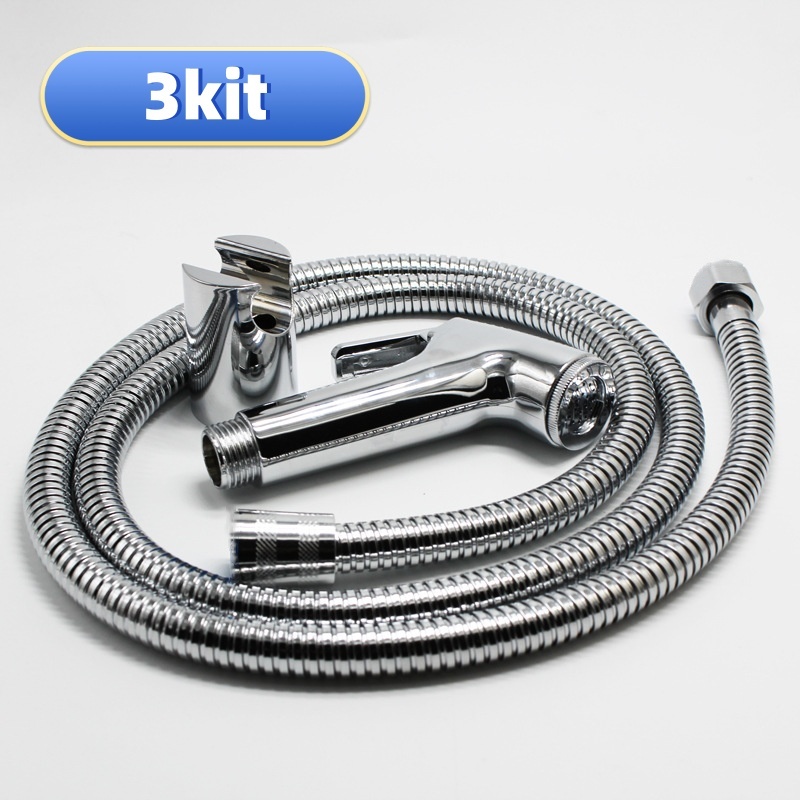 3 Kit Ducha Higiênica Para Banheiro Completa Luxo Metal Inox núcleo da válvula de cobre 1,16m Chuveirinho Privada