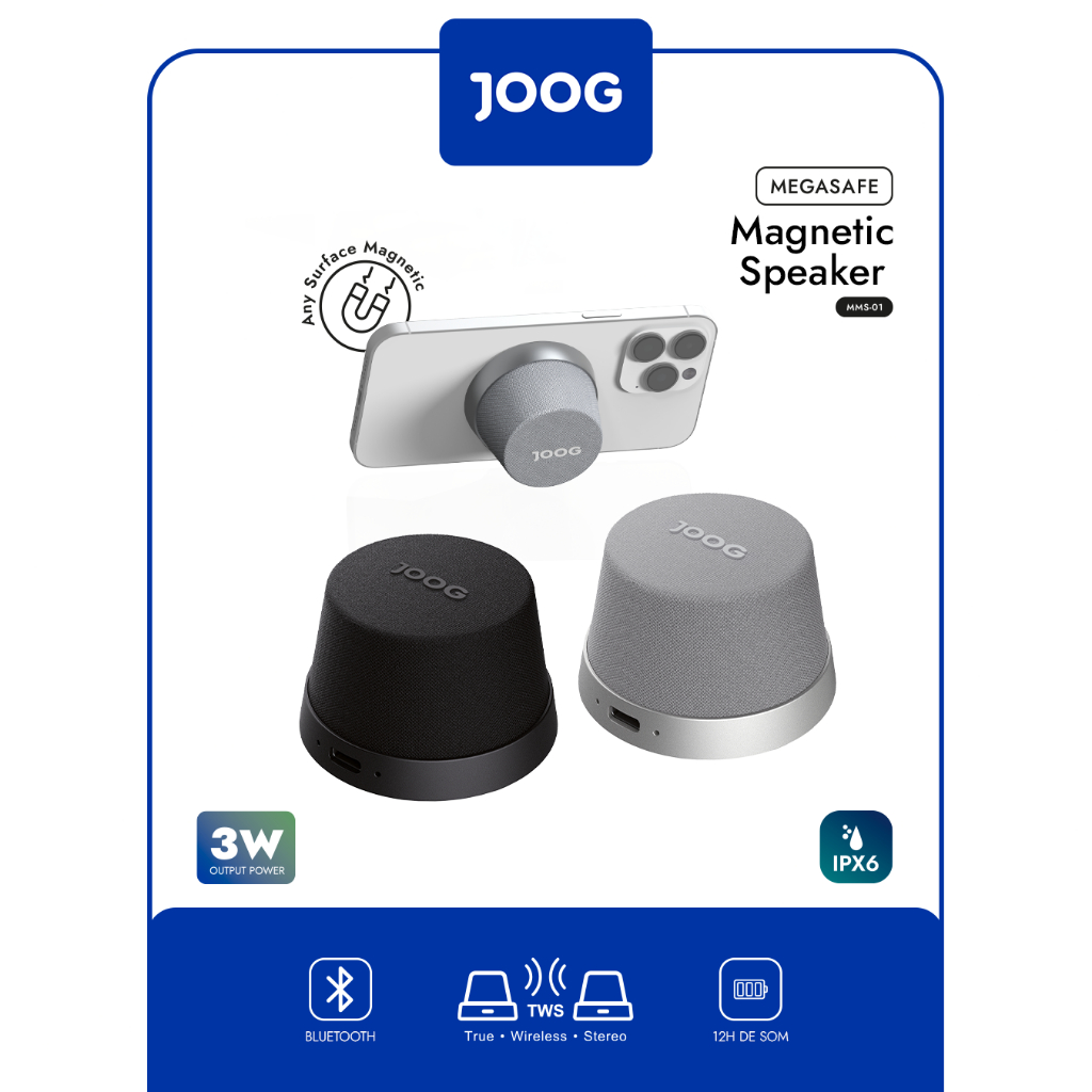 Imagem do produto Caixa de som Magnética Joog Megasafe MMS-01 3W IPX6 TWA Bluetooth 1