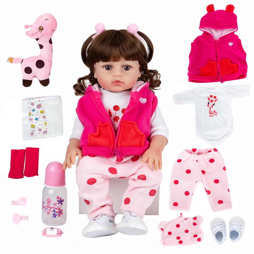 Bonecas Reborn Realistas-Boneca Recém-Nascida Realista De 20 Polegadas , De Vida Real Para Meninas Com Brinquedo De Pres