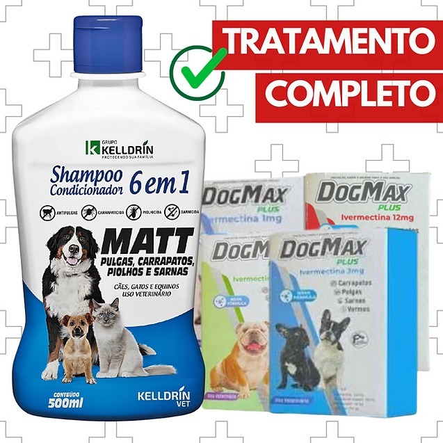 Kit tratamento - Remédio para pulgas, carrapatos, vermes e sarna 4 ...