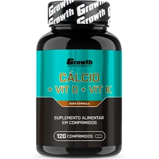 Cálcio (1500mg) + Vitamina D3 (2000ui) + Vitamina K2 (65mcg) - 120 Comprimidos - Growth Supplements