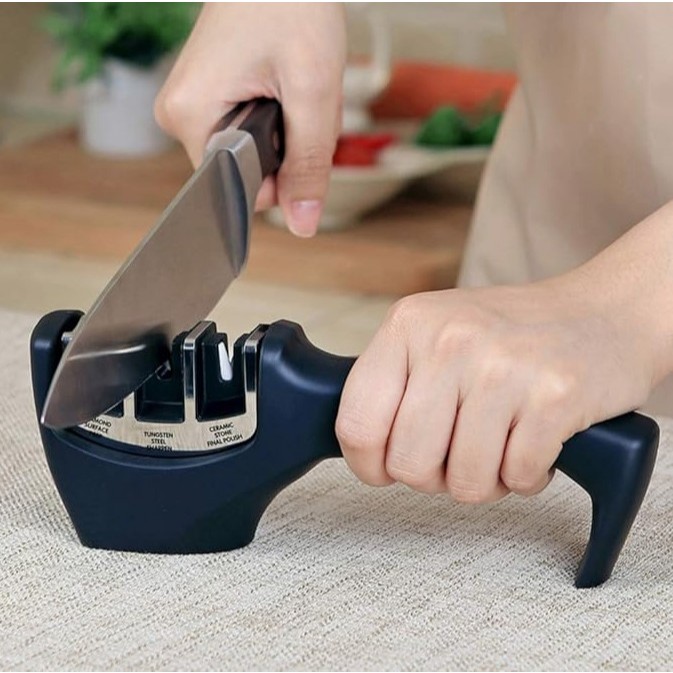 Amolador Afiador De Facas Em Aço Inox Profissional Com 3 Afiadores Profissional FACA FACAO AMOLA