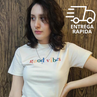 Camiseta feminina Premium blusinha t-shirt Good Vibes.