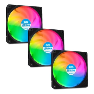 Kit 3 Cooler Fans Led Rgb Ventoinha 120mm Gabinete Pc Gamer