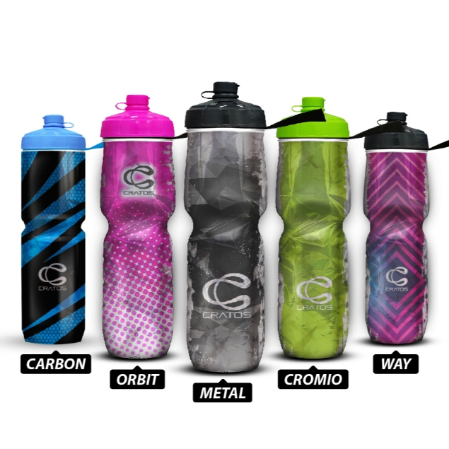 Garrafa Squeeze Caramanhola Térmica Cratos Tampa Automática 710ml Bike e Esportes