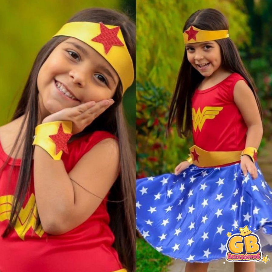 Fantasia Infantil Menina Heroína com Acessórios Festas Vestido | Shopee ...