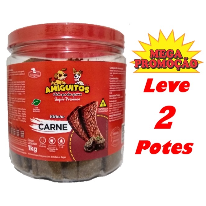 Bifinho Amiguitos Para Cães Sabor Carne / Frango de 1KG ou 500g - Envio Imediato