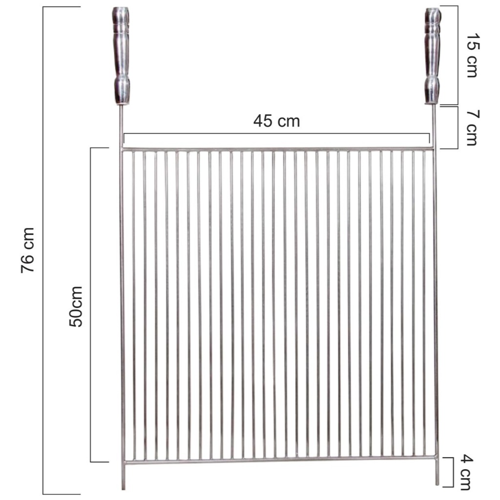 Grelha Churrasco Churrasqueira Inox 304 45x50cm Estilo Uruguaia Aramada Top Premium