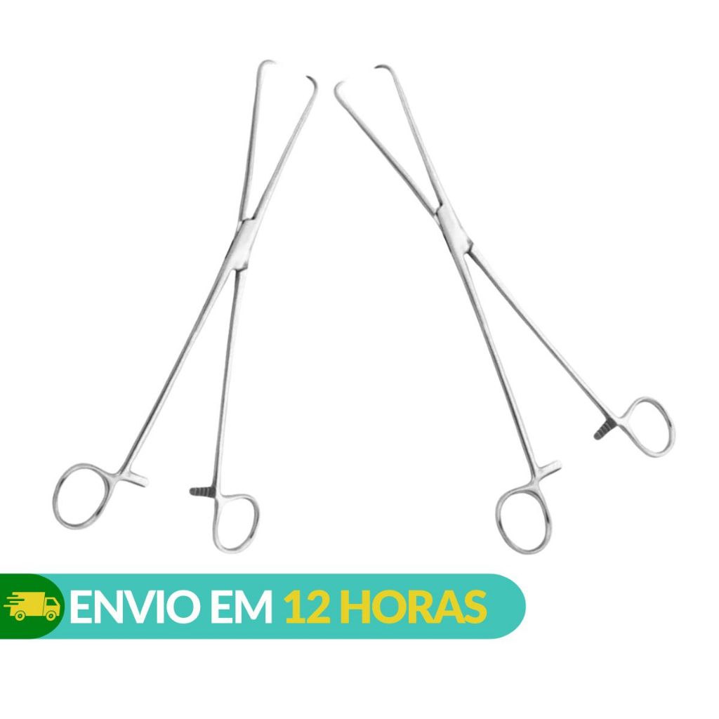 Kit Pinça Pozzi 24cm P/ colo Uterino- Abc Instrumentos Cirúrgicos ( 2 ...