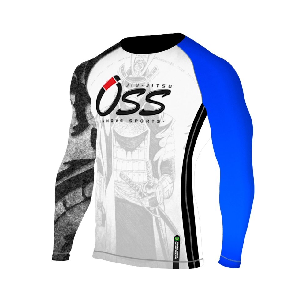 Rash Guard Manga Longa Jiu-jitsu Dragon Innove Azul Faixas