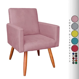 Poltrona Decorativa Para Sala de Estar Nina em Suede Aninha Decor