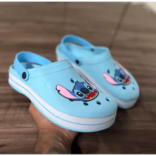 Crocs Sapatos de Buraco Infantil Sandálias Infantis Lilo Stitch Sapatos de Praia Antiderrapantes para o Exterior