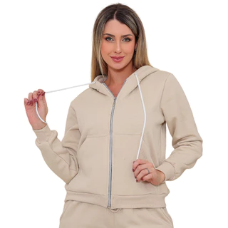 Blusa Casaco Moletom Feminina De Frio Tam M Até G3 Plus Size Com Capuz e Ziper