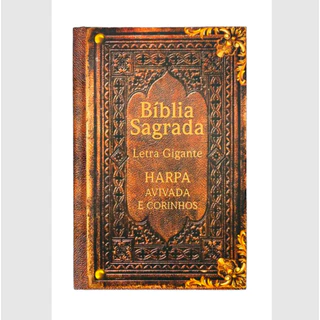 Bíblia Sagrada | Letra Gigante | ARC | Capa Dura com Harpa | Vintage Couro