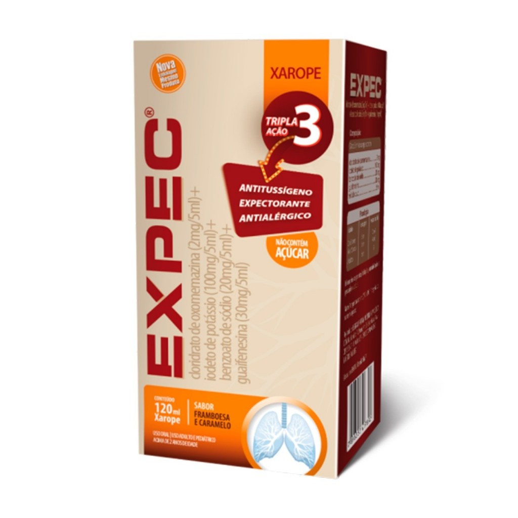 Expec Xarope com 120ml - Antitussígeno, expectorante e antialérgico ...