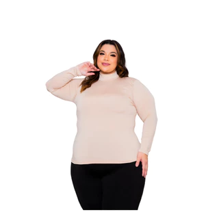 Blusa Segunda pele Manga Longa Gola Alta Plus Size