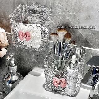 Caixa De Armazenamento Para Montagem Na Parede Com Design De Laço Fofo Para Toalhas De Limpeza Facial, Organizador De Acessórios De Banheiro