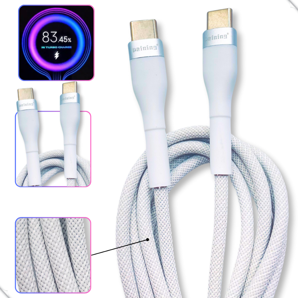Cabo Tipo C Turbo 60W Reforçado Cabo Tipe C Tipo C 1,8 metros Transferencia de Dados