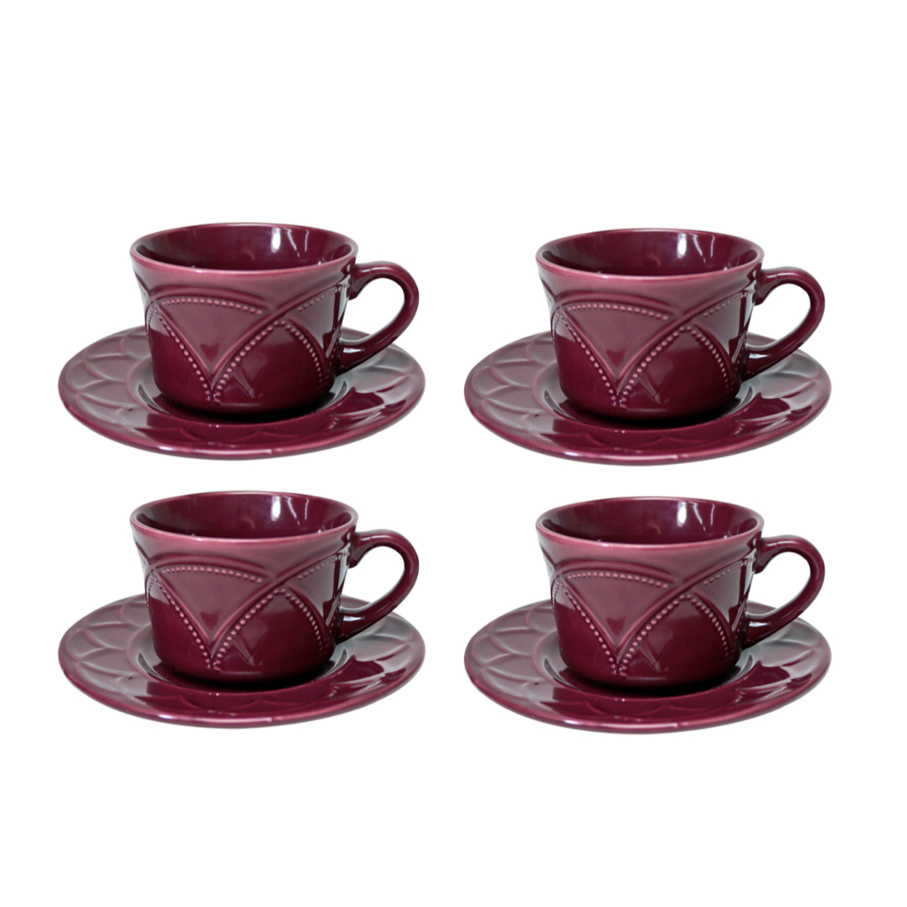 Conjunto de 4 Mini Xícaras Café Porcelana Com Pires Iris Verbena 80ml ...