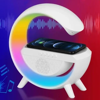 Luminária Rgb Caixa De Som G Speaker Carregador Indução Smart A Cor Branco 110V/220V