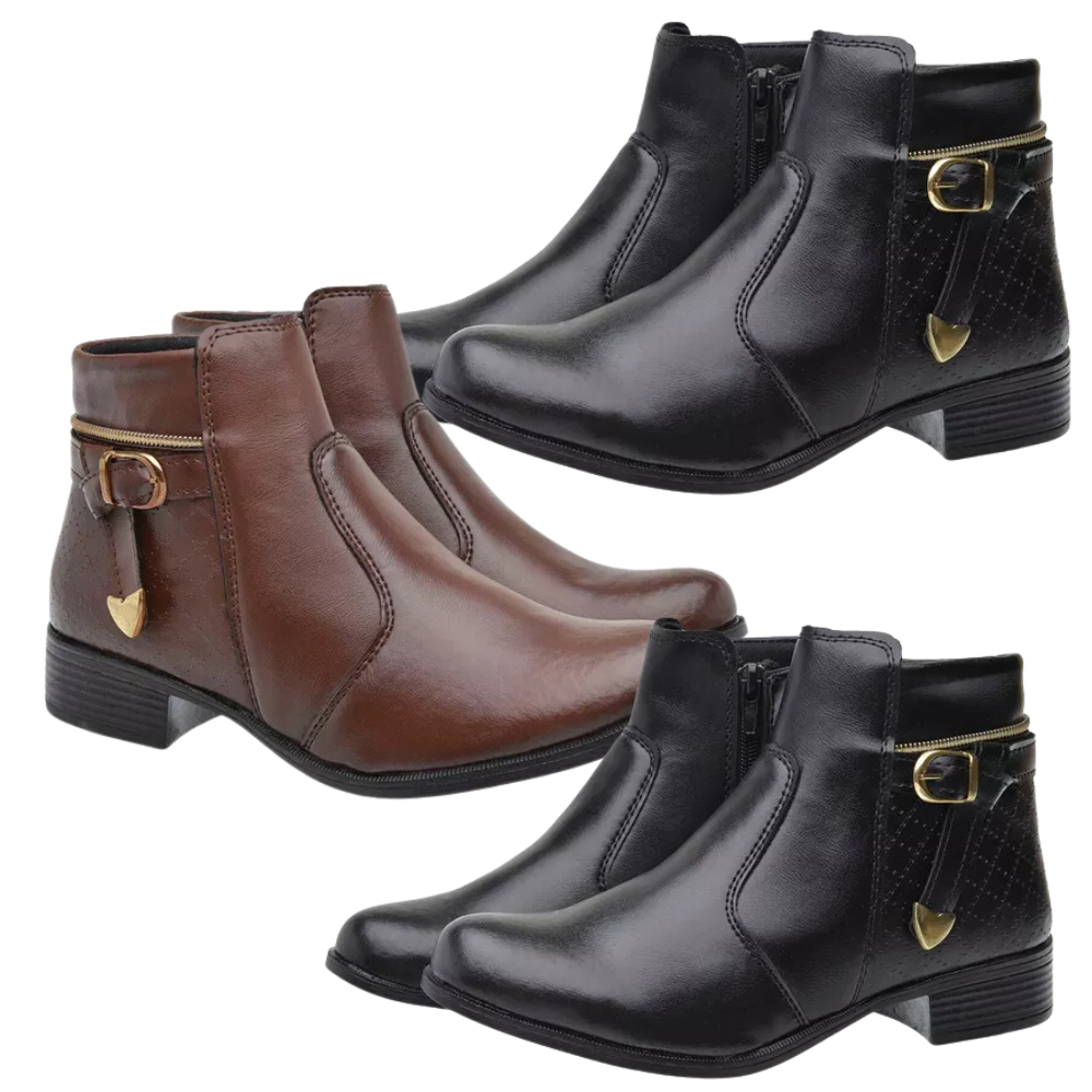 Bota Feminina Coturno Cano Curto Sem Salto Ref:207 Envio Imediato ...