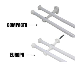 Varão Duplo Para Cortina Branco 2,20mts 19/19mm Europa/Compacto