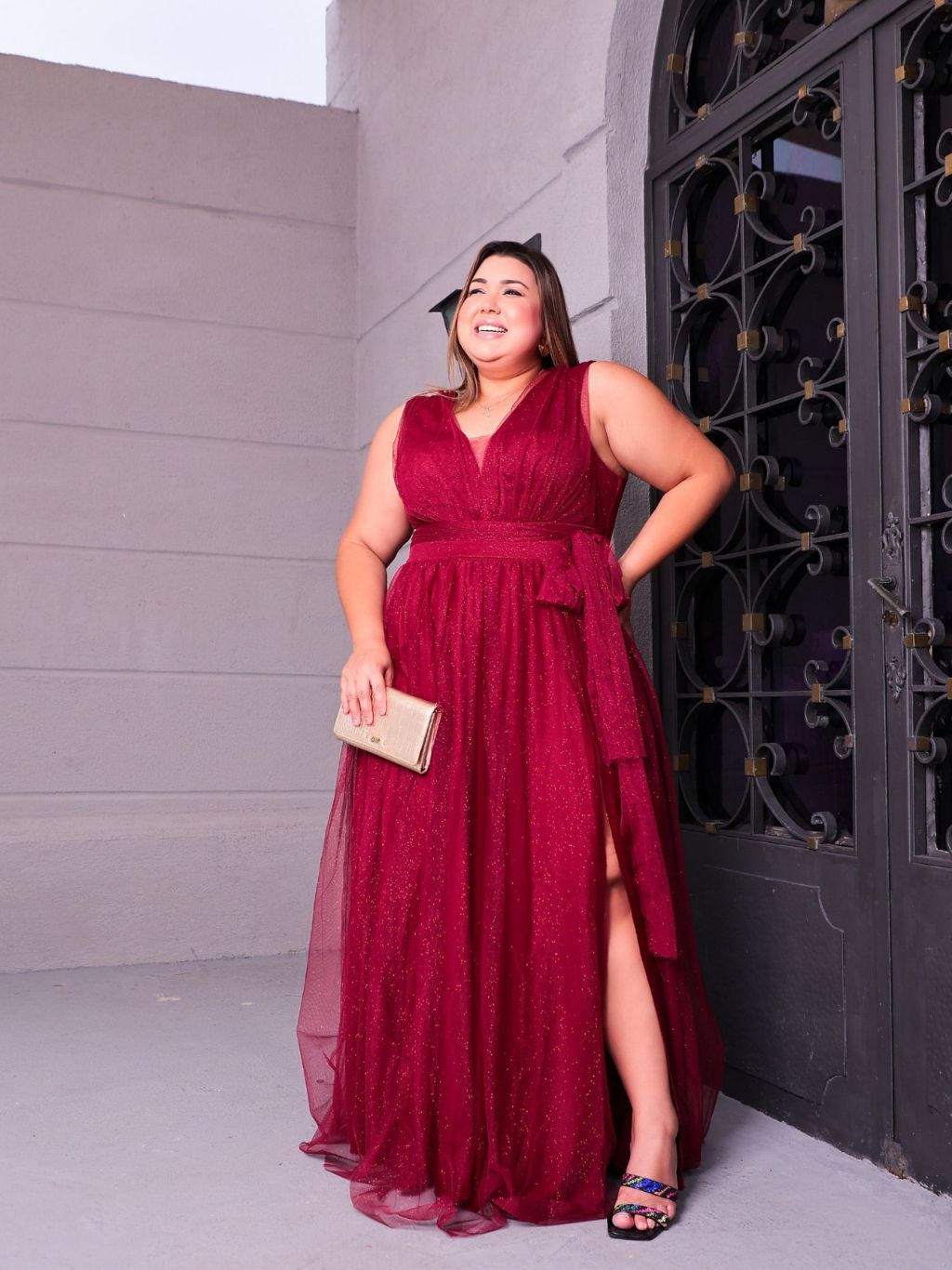 Vestido De Festa longo Fenda Casamento Plus Size Madrinha Formatura ...